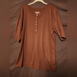 Rib knit fitted 3/4 sleeve top